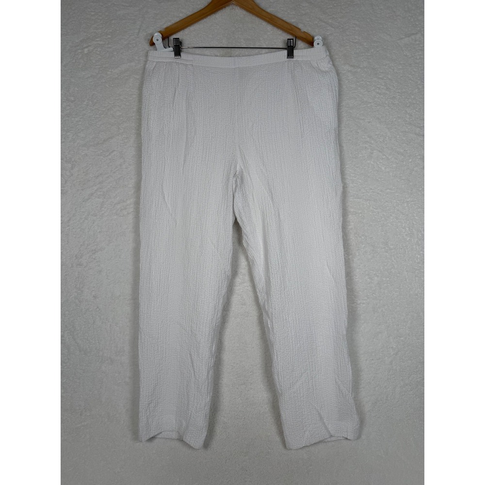 Drapers & Damon's Pants Womens 1X White Casual Textured Crinkle Elastic Waist